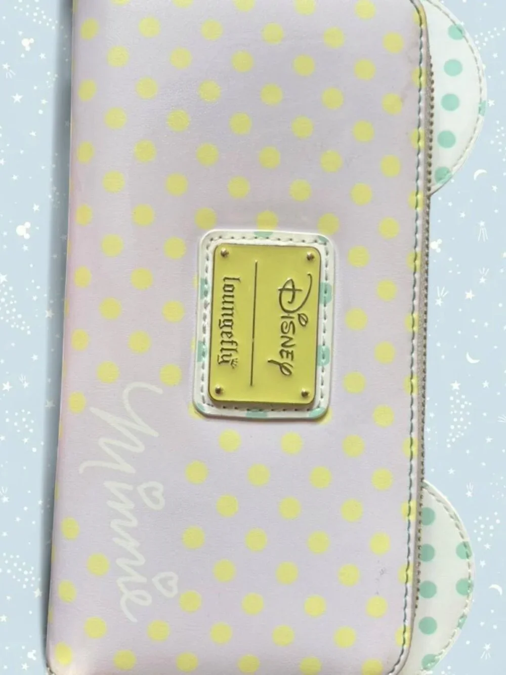 Large Loungefly Disney Minnie Mouse wallet with yellow polka dots